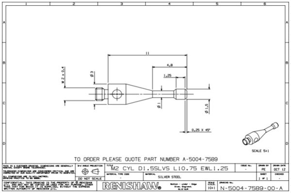 M2 Ø1.5 mm silver steel cylinder, L 10.75 mm - Image 2