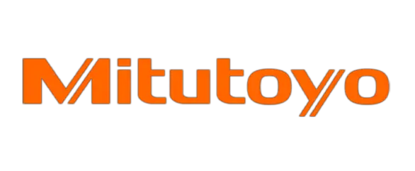Mitutoyo logo in orange lettering on a black background.